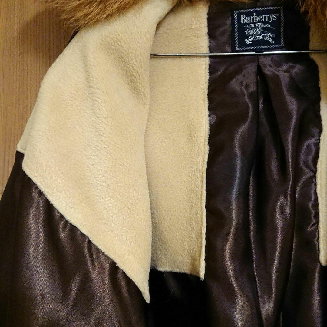 Burberrys ウールポンチョ&取り付け自在毛皮襟付き&ポケット付き