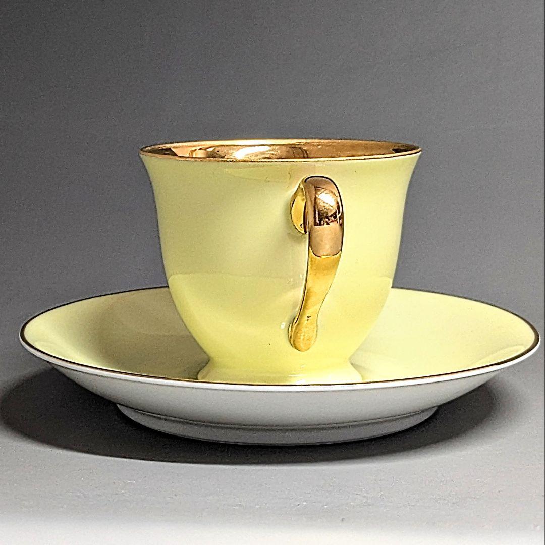 オールドノリタケ 金彩ハーレクインキャビネットカップ&ソーサー マルキ印薄黄色