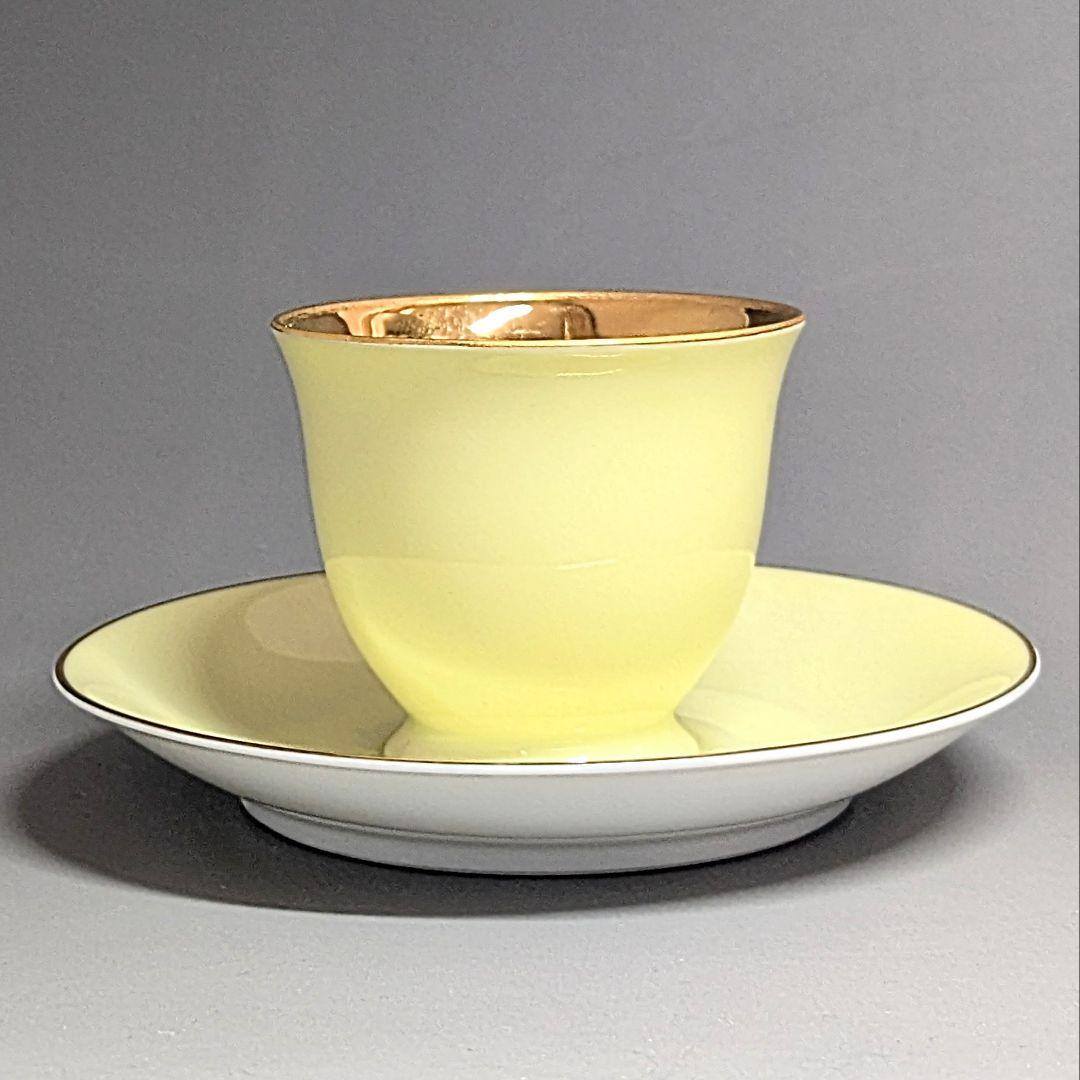 オールドノリタケ 金彩ハーレクインキャビネットカップ&ソーサー マルキ印薄黄色