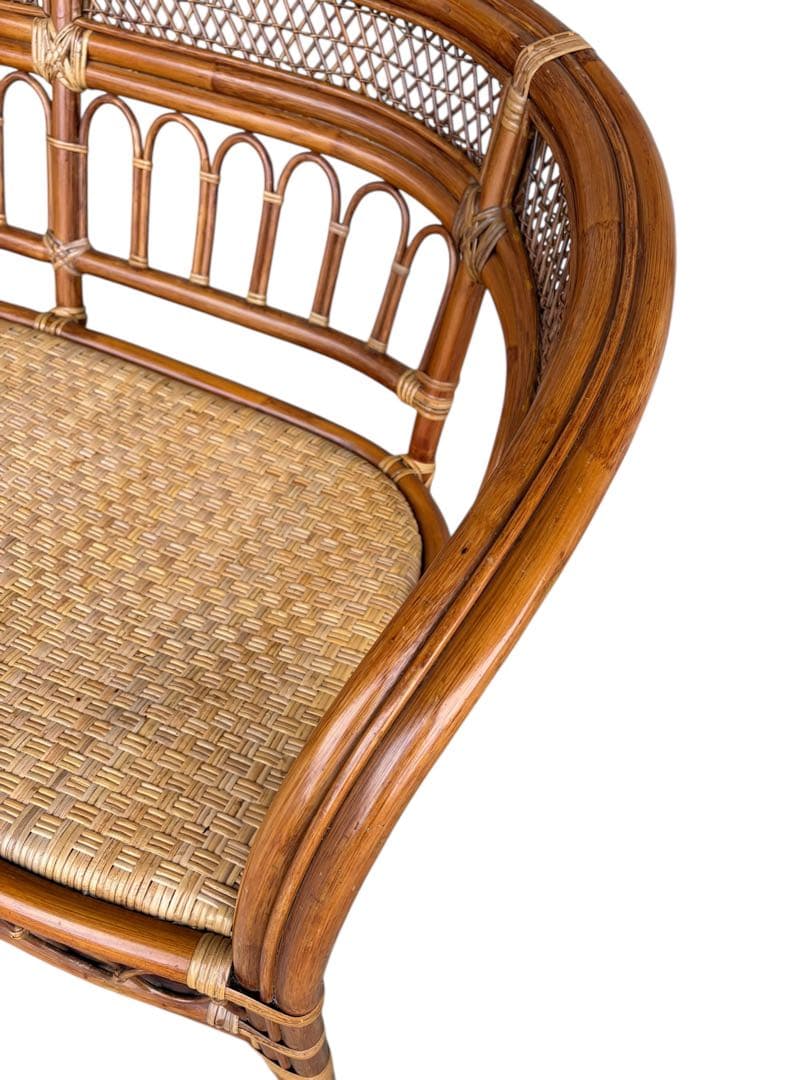 【美品】ラタンソファ 二人掛け チェア 藤製 アンティーク