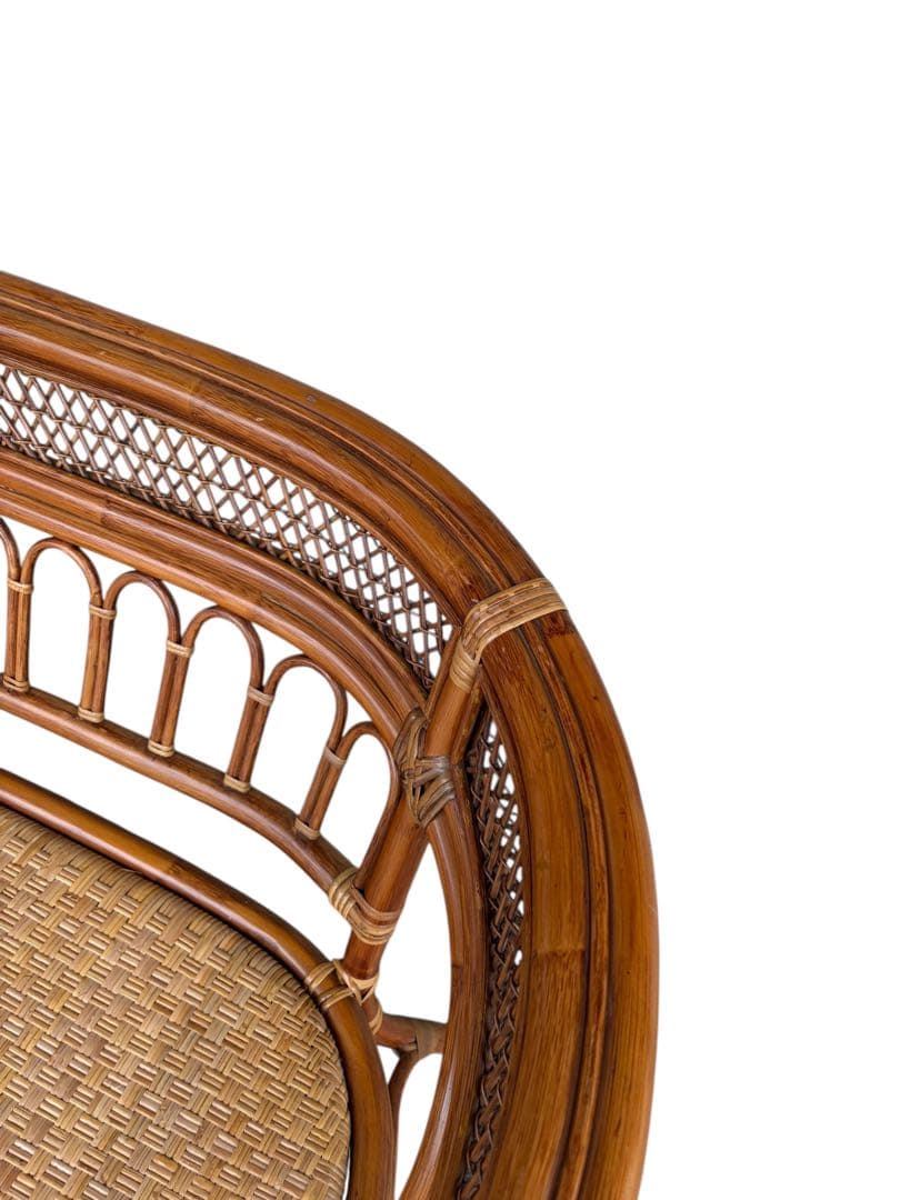 【美品】ラタンソファ 二人掛け チェア 藤製 アンティーク