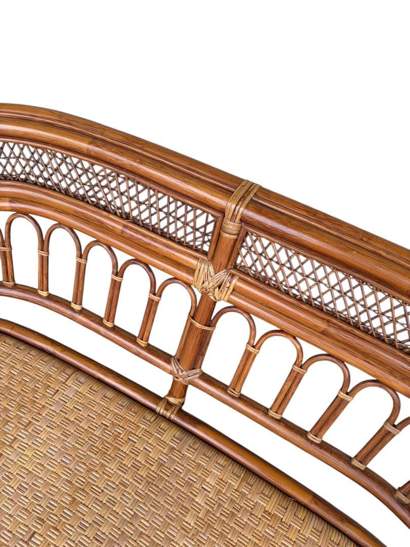 【美品】ラタンソファ 二人掛け チェア 藤製 アンティーク