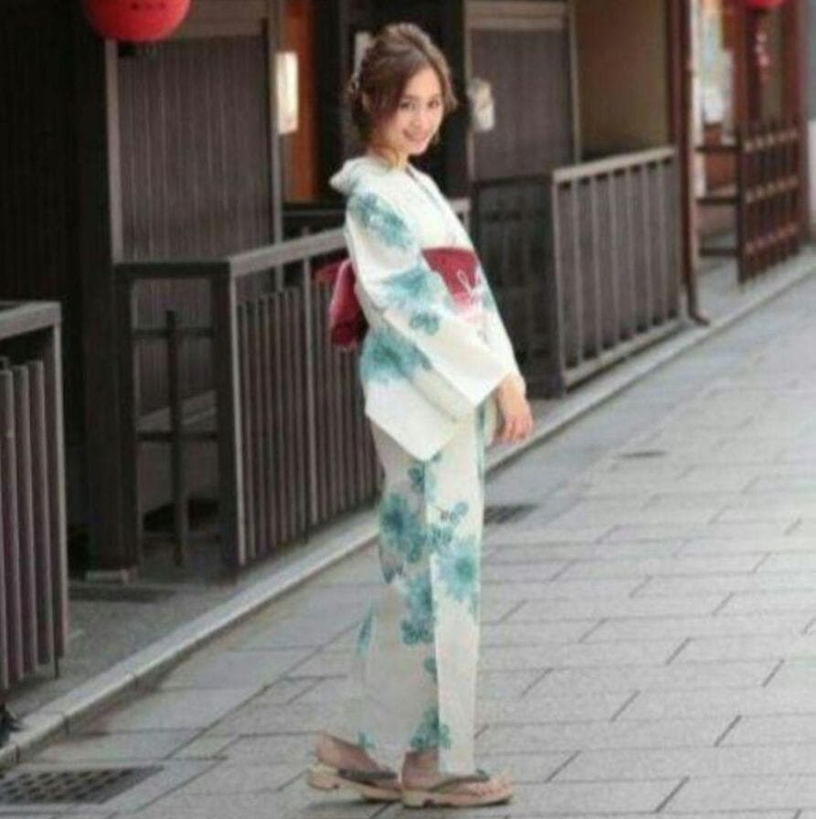 ◆最高級【綿絽浴衣】青菊花の白生成地古典涼しゆかた◆着物としても着用可◆