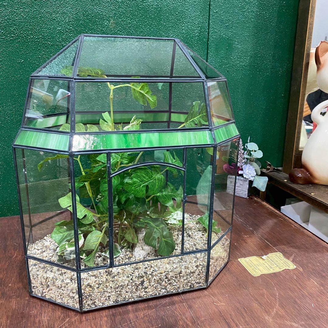 テラリウム ワーディアンケース ステンドグラス 八角形 インテリア 置物 風水