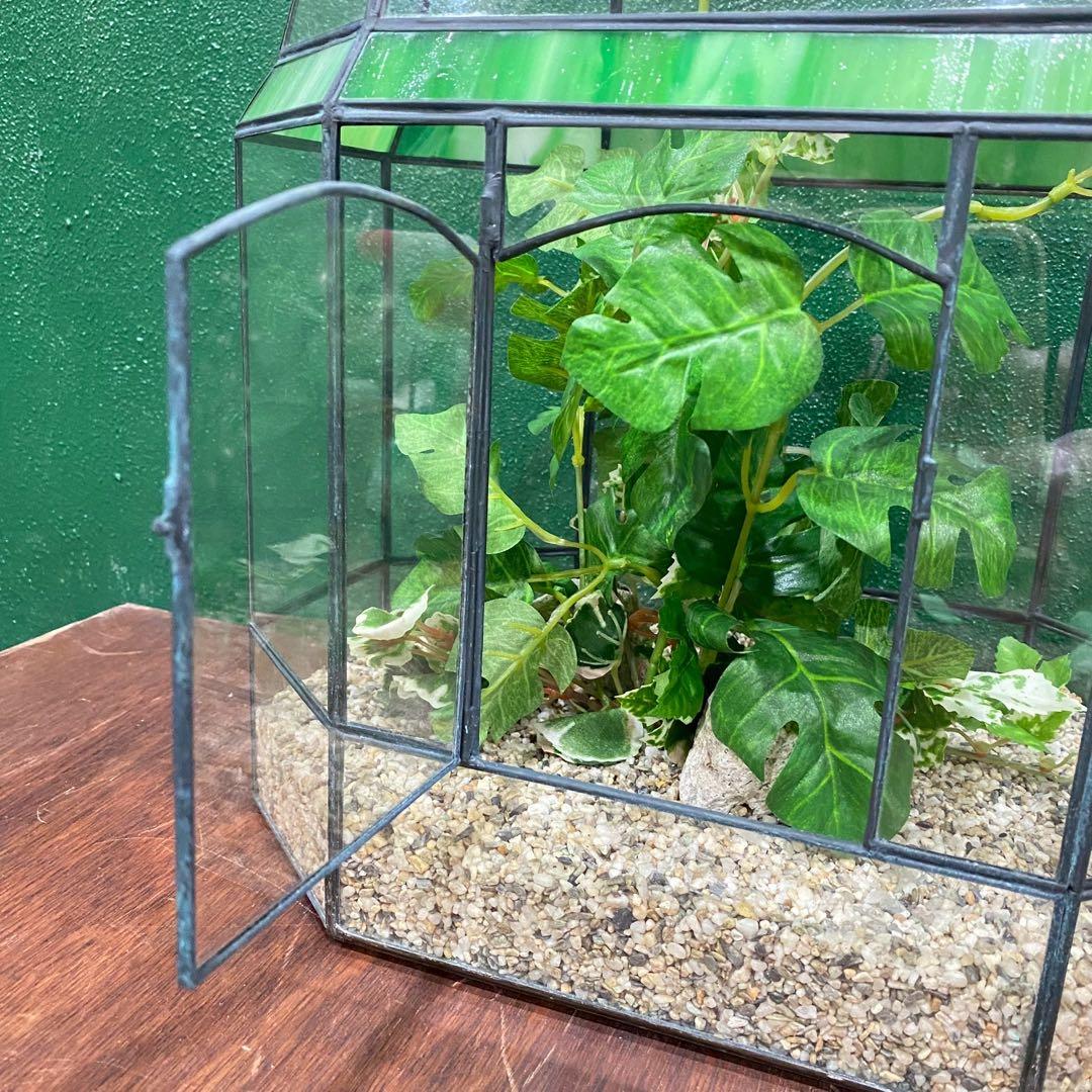 テラリウム ワーディアンケース ステンドグラス 八角形 インテリア 置物 風水