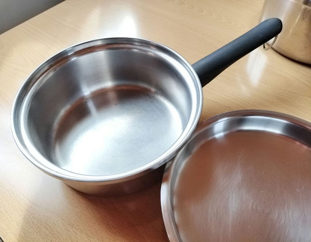 Amwayステンレス鍋・中フライパン大ソースパン中ソースパン3点セット