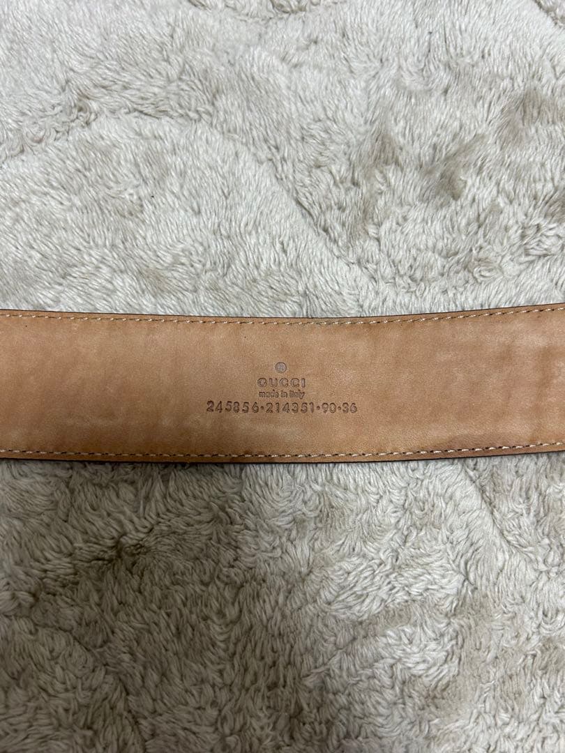 GUCCI ベージュレザー GGパターン ベルト 90cm