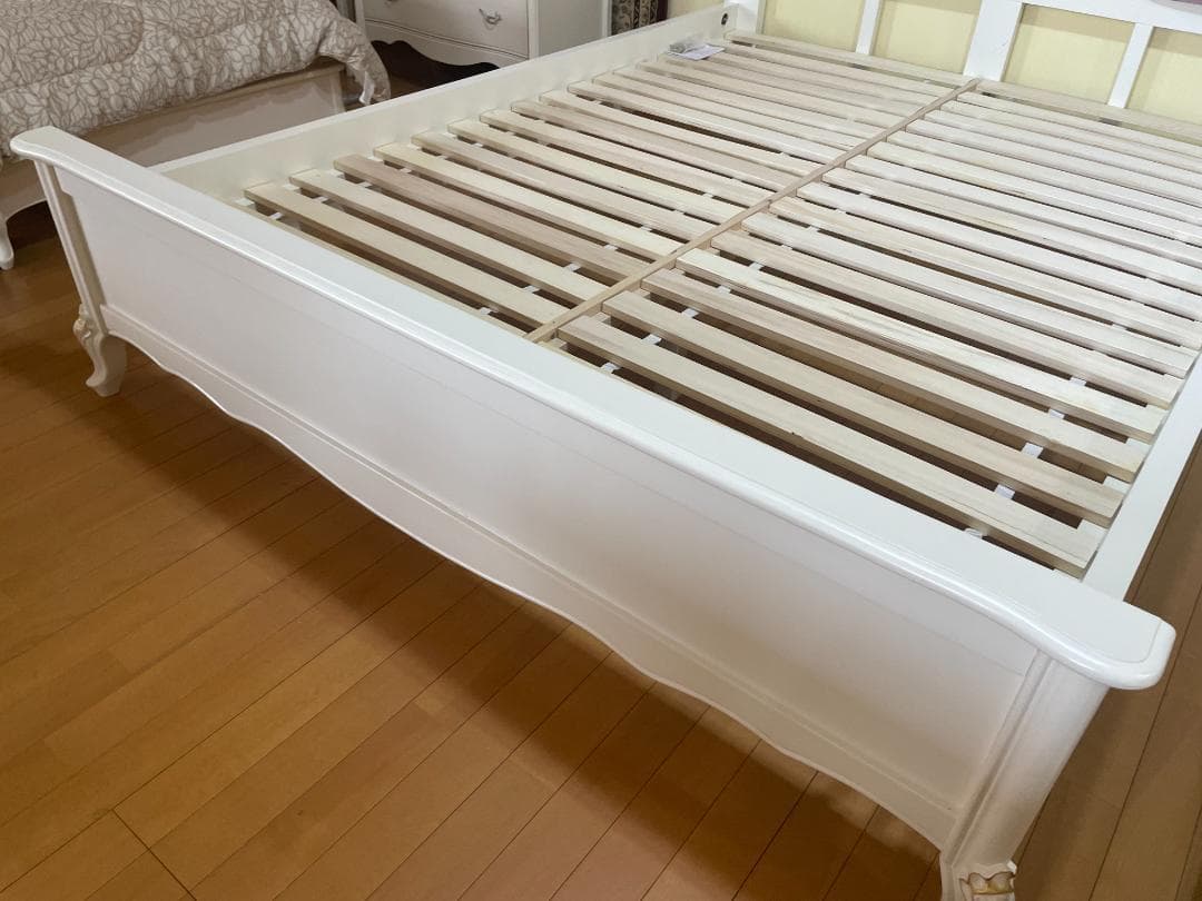 ベッドフレーム ダブルベッド ホワイト ロココ プリンセス