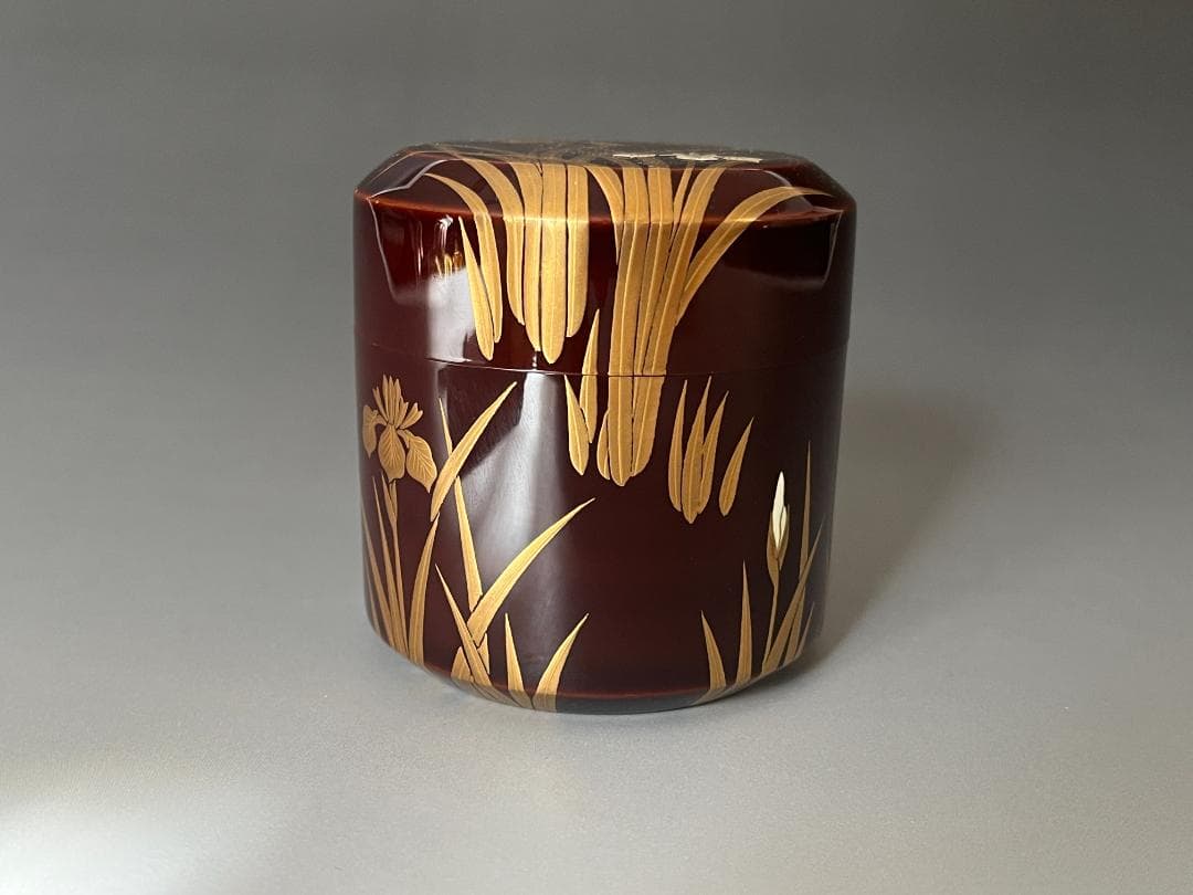 堀内宗完書付　菖蒲蒔絵　雪吹　宗尹作　茶道具　薄茶器　表千家