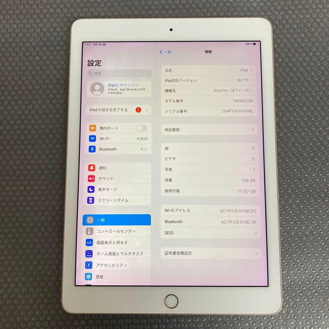 131【早い者勝ち】iPad Pro 128GB 9.7インチ SIMフリー☆