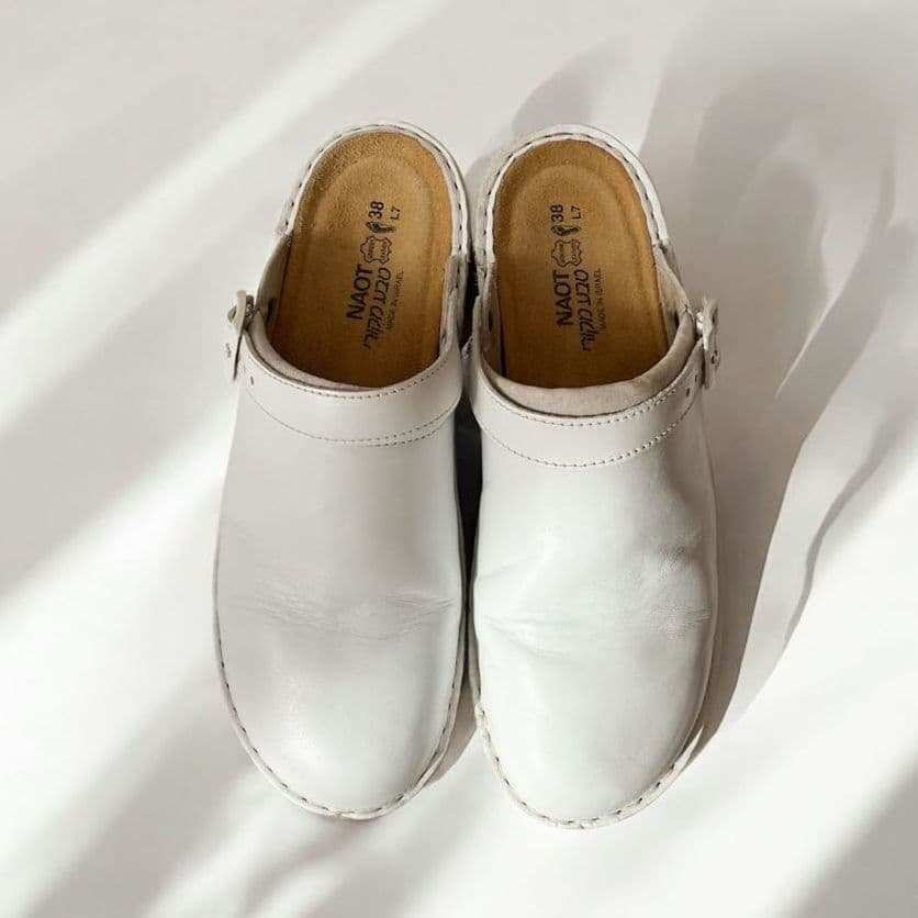 訳アリ NAOT IRIS サボサンダル ホワイト レザー ナオトアイリス 38