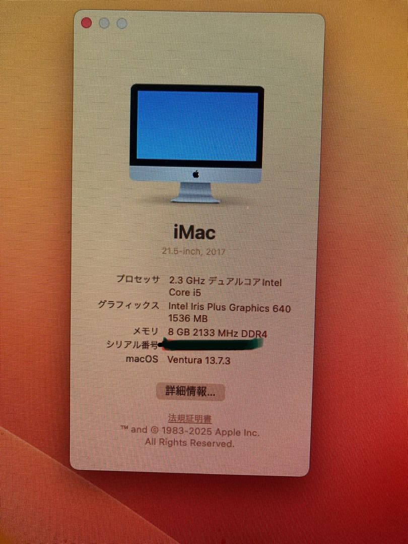 21.5インチ　Apple iMac 2017 1TB キーボード・マウス付き