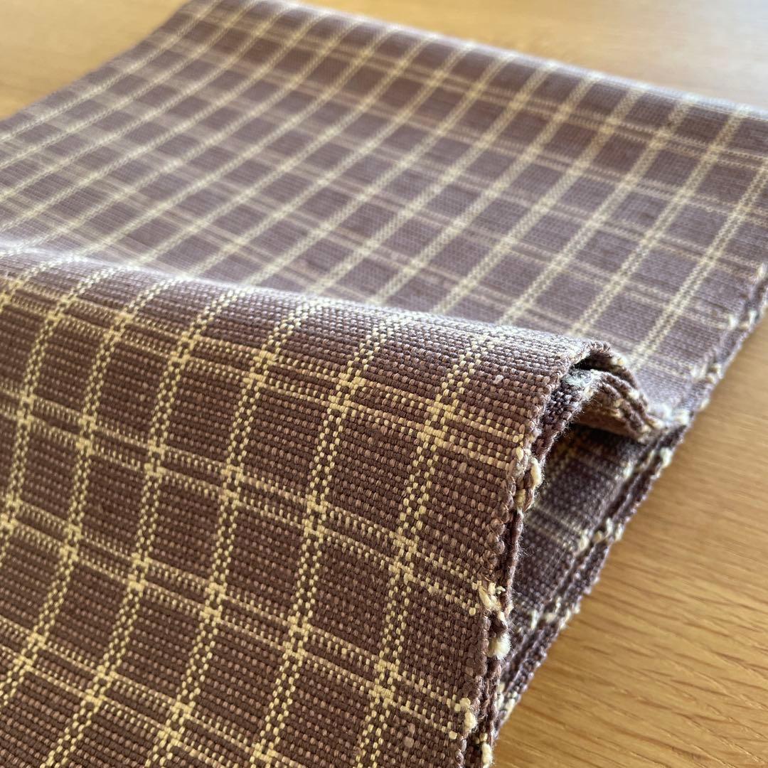 【証紙あり】結城紬　八寸名古屋帯　格子　正絹