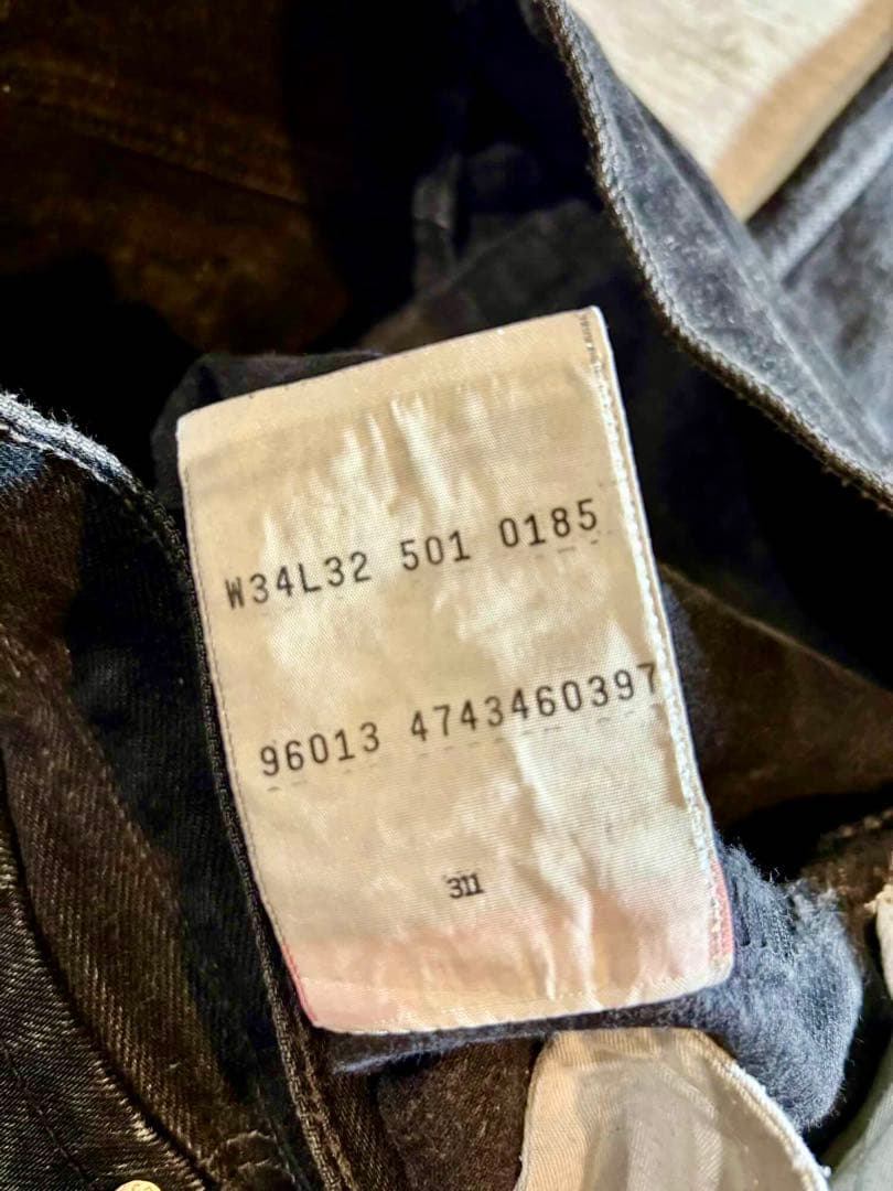 【希少】イギリス製 ユーロリーバイス 501ブラック 刻印311 W34 #19