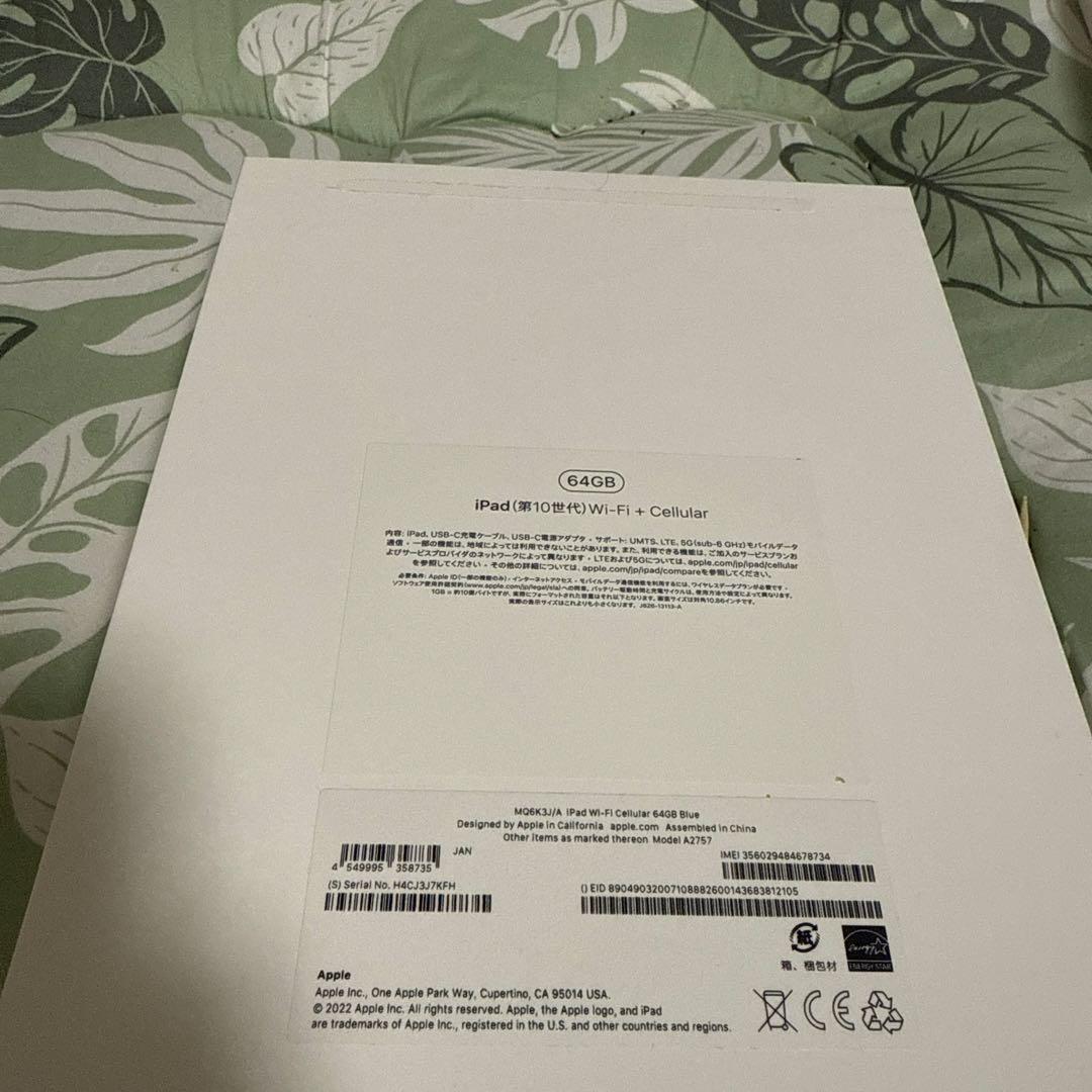 Apple iPad (第10世代) 64GB Wi-Fi + セルラーモデル