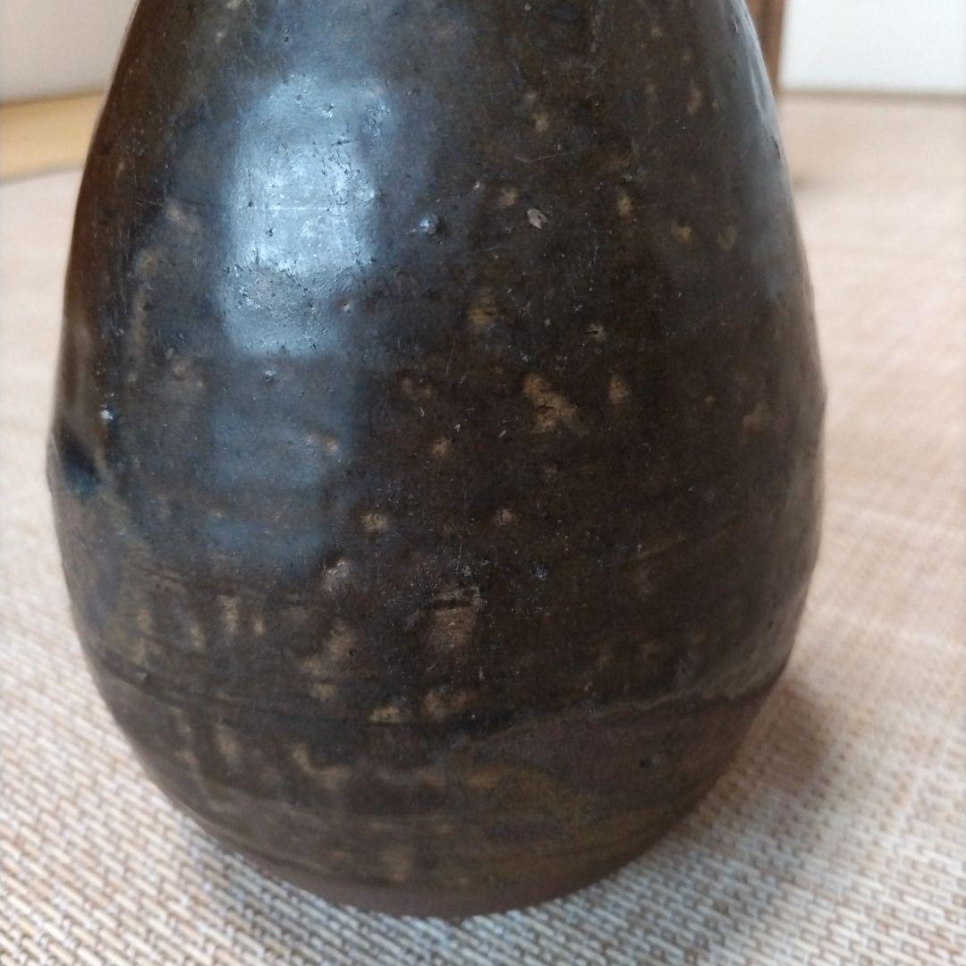 李朝　朝鮮焼　鉄釉花瓶