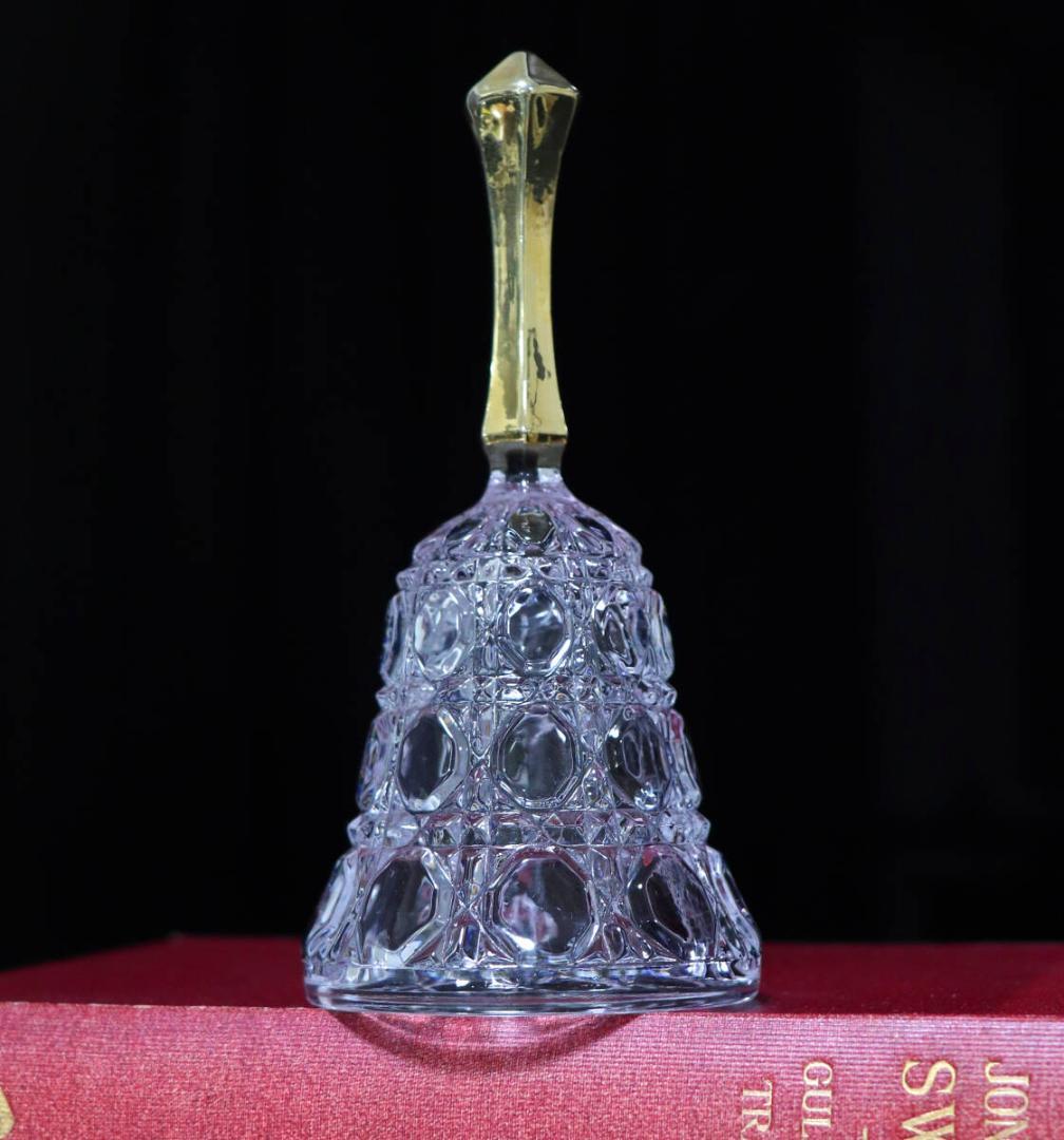 オールド・バカラ 珍品 ベル型金彩装飾クリスタルオブジェ ディアマン・ピエーリー