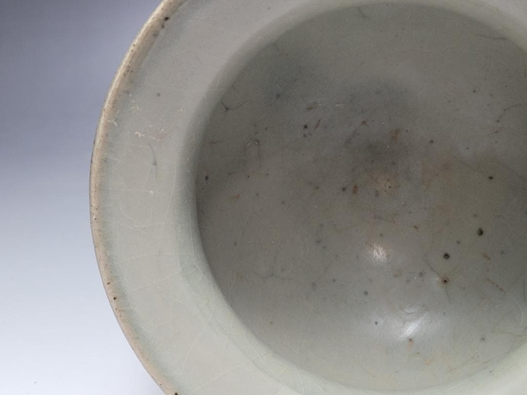 青磁 神獣装飾 香炉 元明時代 幅約11.9cm