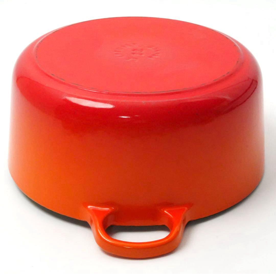 【美品】LE CREUSET　ココット ロンド オレンジ　22cm