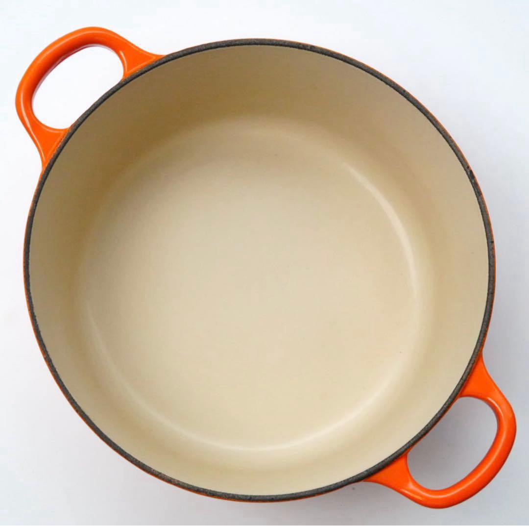 【美品】LE CREUSET　ココット ロンド オレンジ　22cm