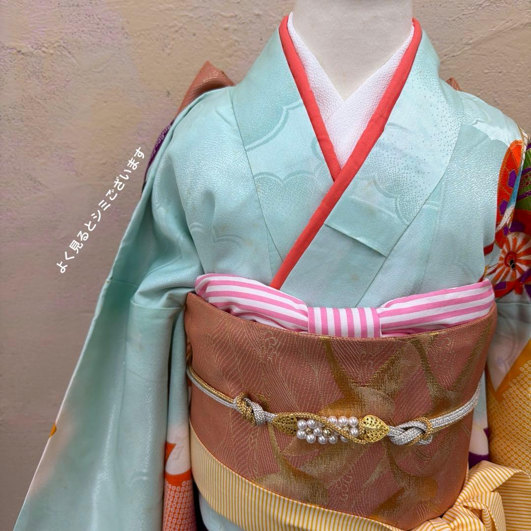No.k006七五三 7歳 着物 フルセット レトロ柄 ※シミあり