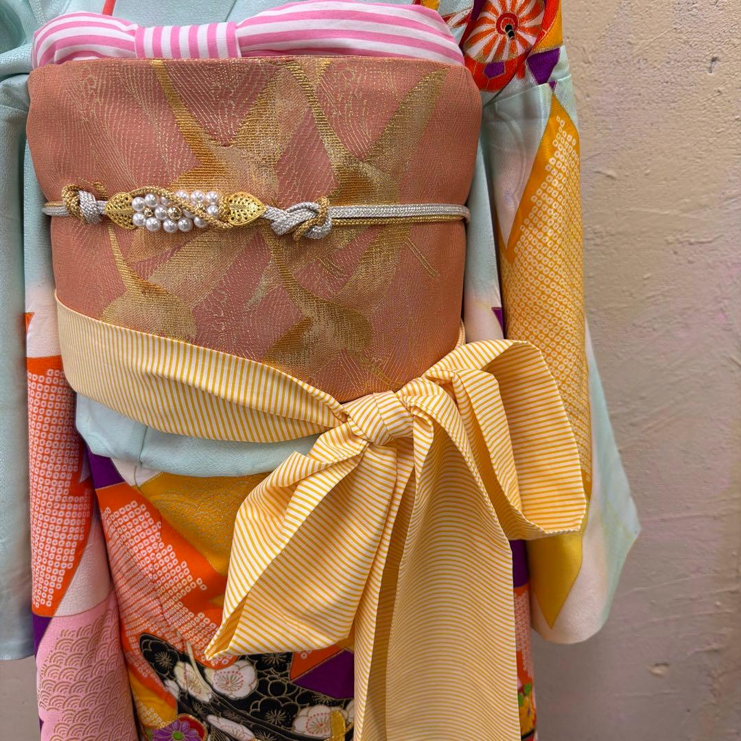 No.k006七五三 7歳 着物 フルセット レトロ柄 ※シミあり