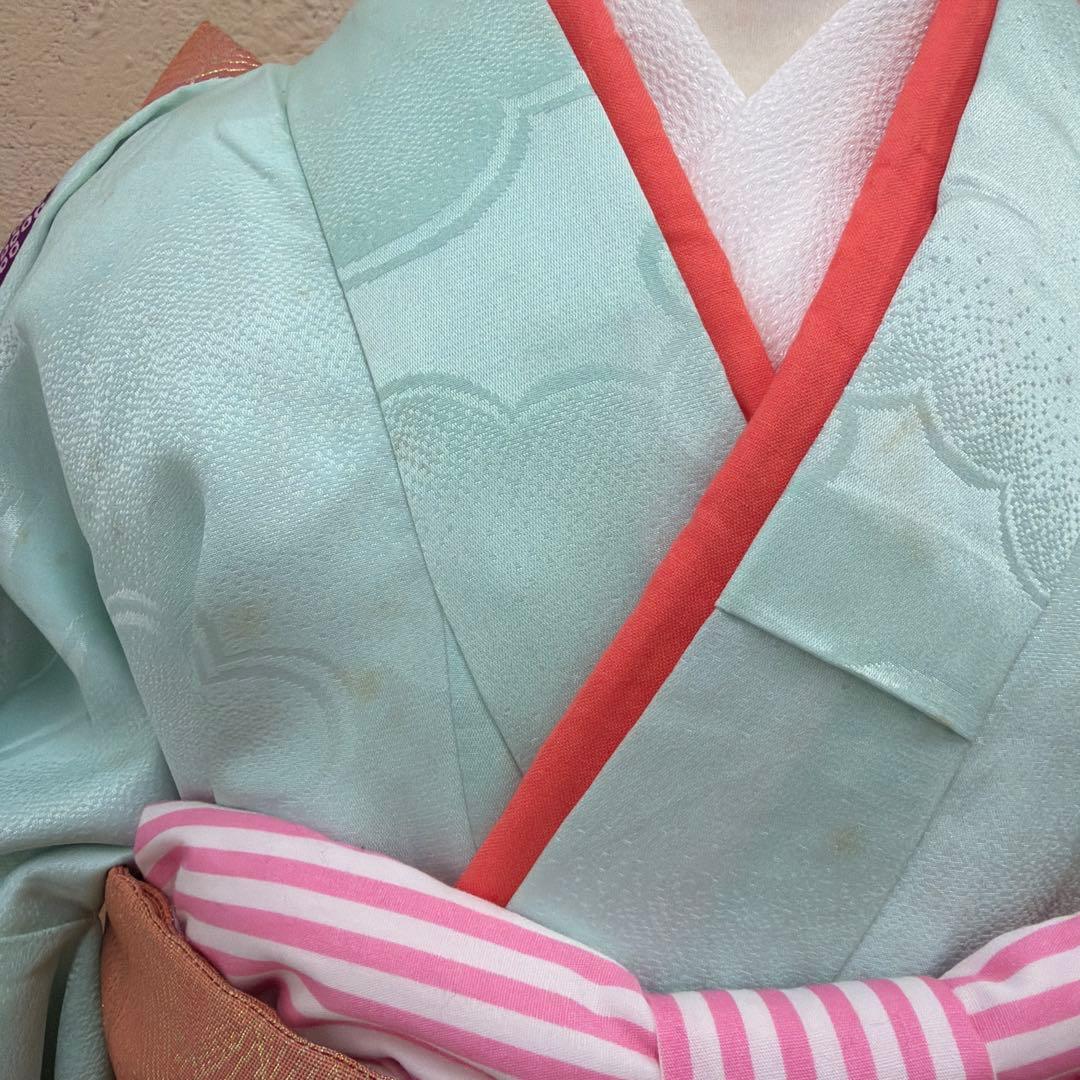 No.k006七五三 7歳 着物 フルセット レトロ柄 ※シミあり