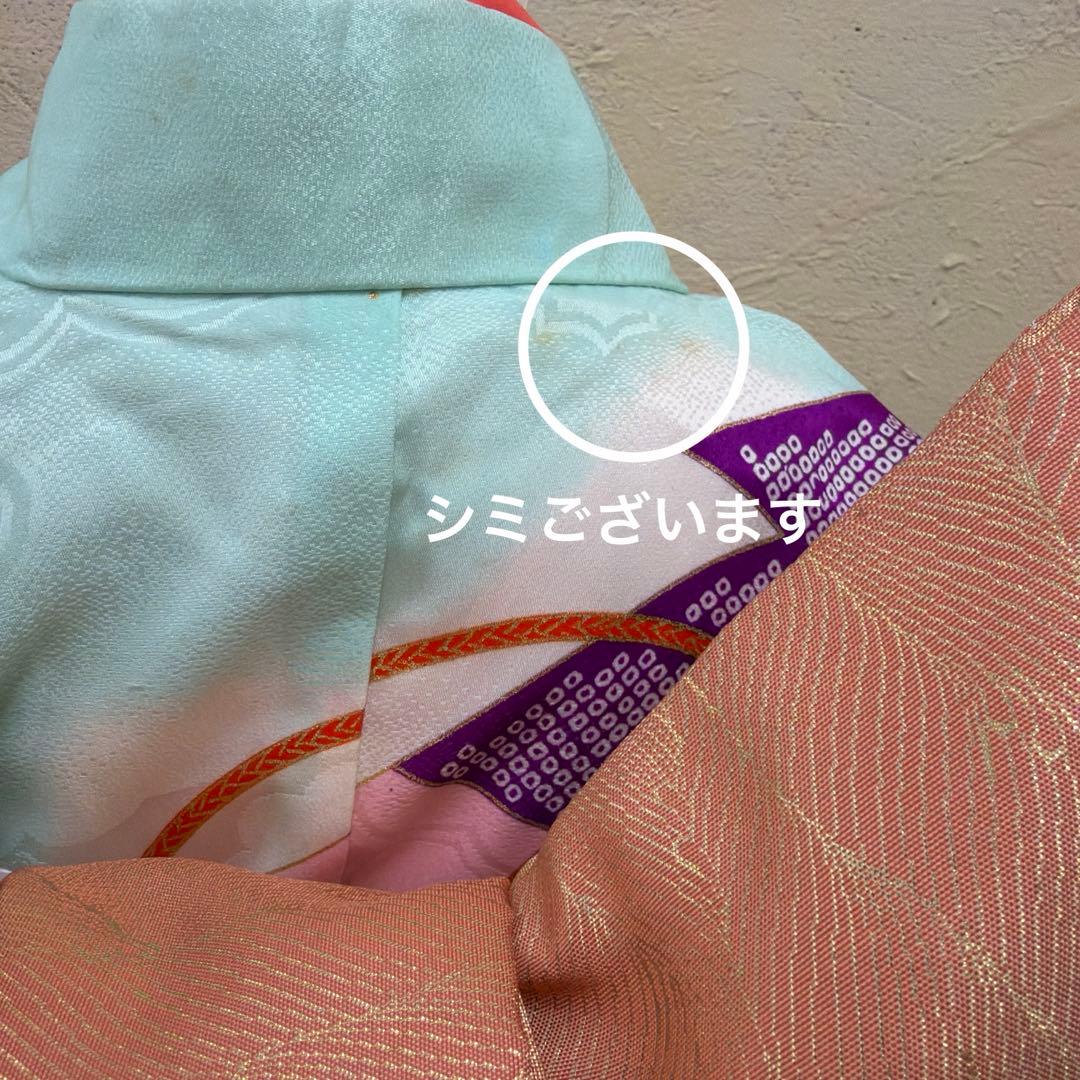 No.k006七五三 7歳 着物 フルセット レトロ柄 ※シミあり