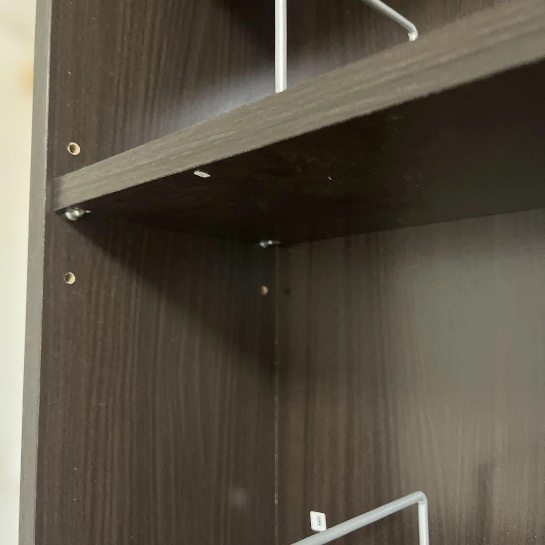 ダークブラウン 扉付き本棚 8棚 キャスター付き