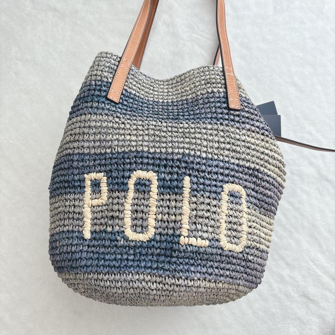 【未使用タグ付き】ポロラルフローレン　かごバッグ　ストロー　デカロゴ　夏