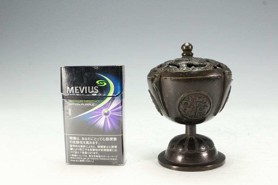 古銅 団龍紋 香炉 古裂仕服 古美術(K-LC952)