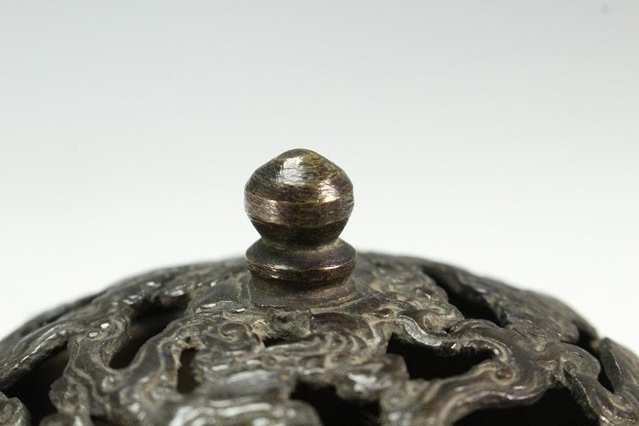 古銅 団龍紋 香炉 古裂仕服 古美術(K-LC952)