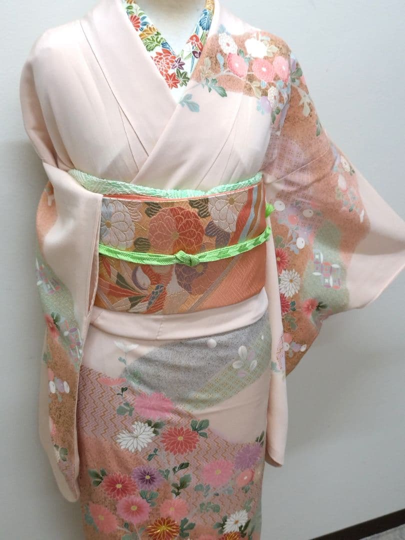 949　半額セール　薄ピンク系　作家もの　友禅訪問着　4点フルセット