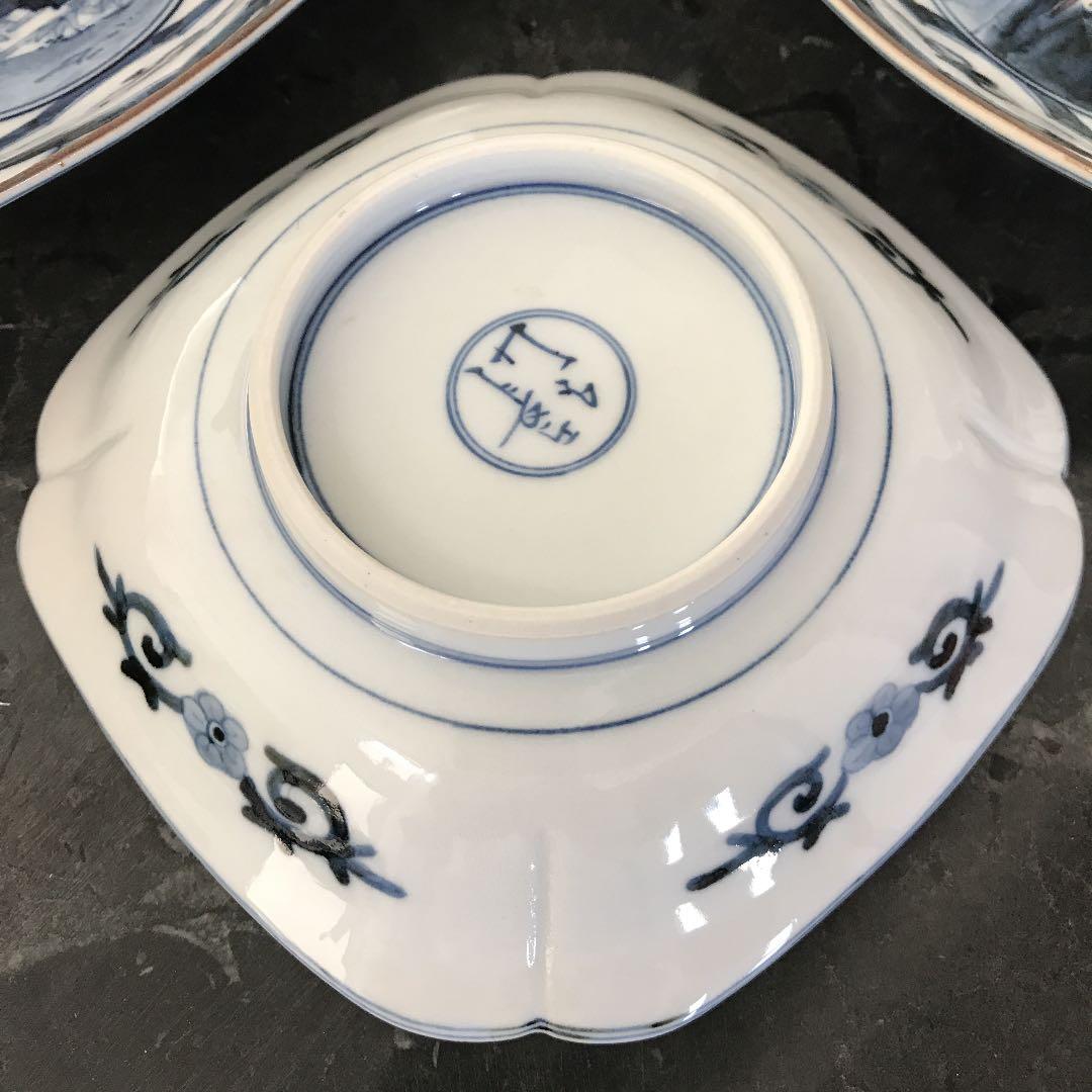 山本長佐　染色桃花花鳥文皿揃