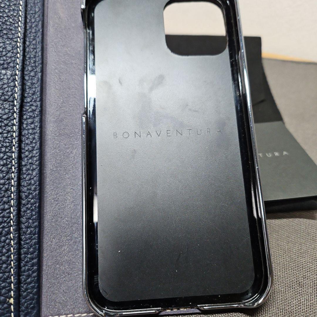 美品 BONAVENTURAボナベンチュラ iPhone用手帳型ケース ネイビー