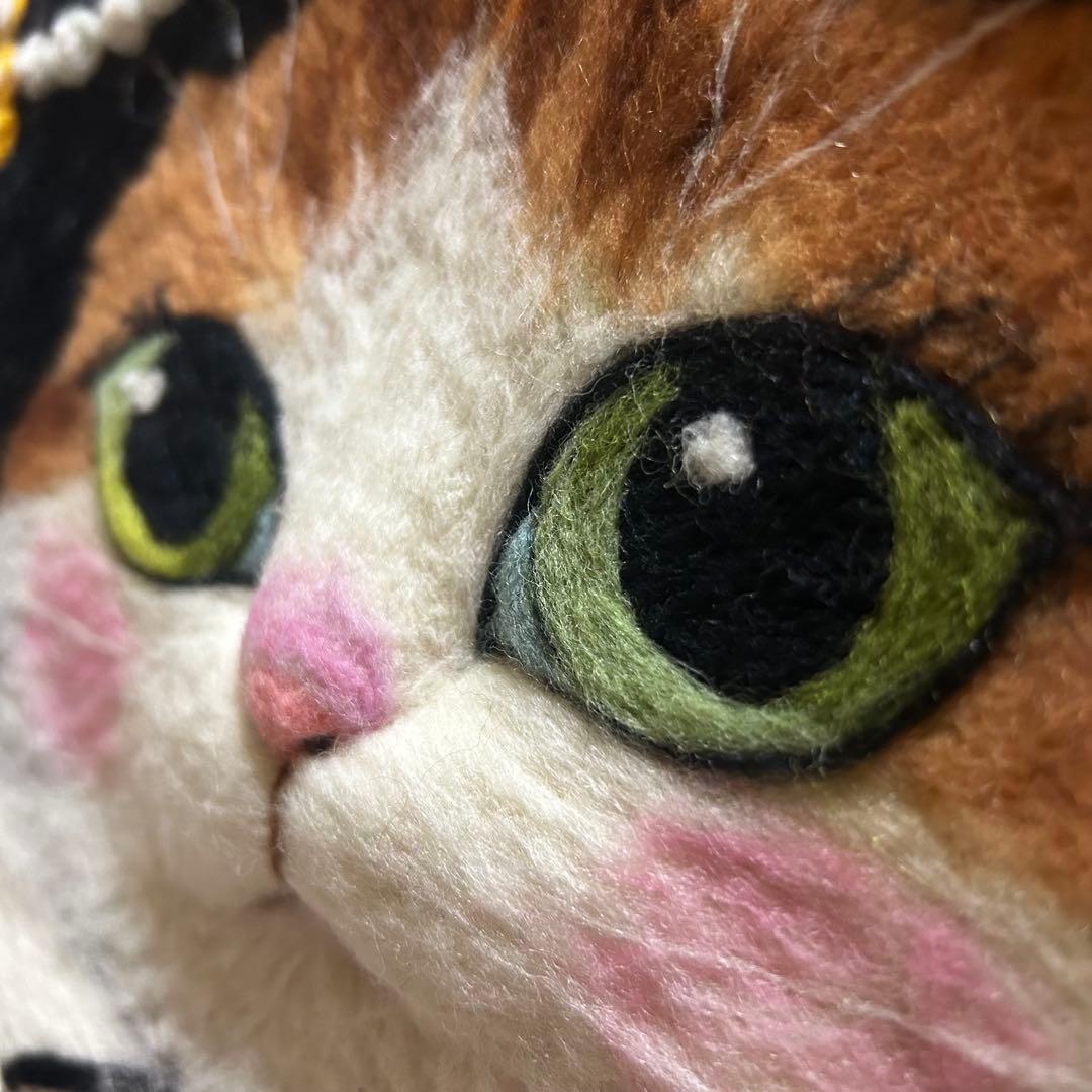 【希少❤️】ショルダータイプ　羊毛立体フェルトバッグ　ハンドメイド　猫バッグ　A4