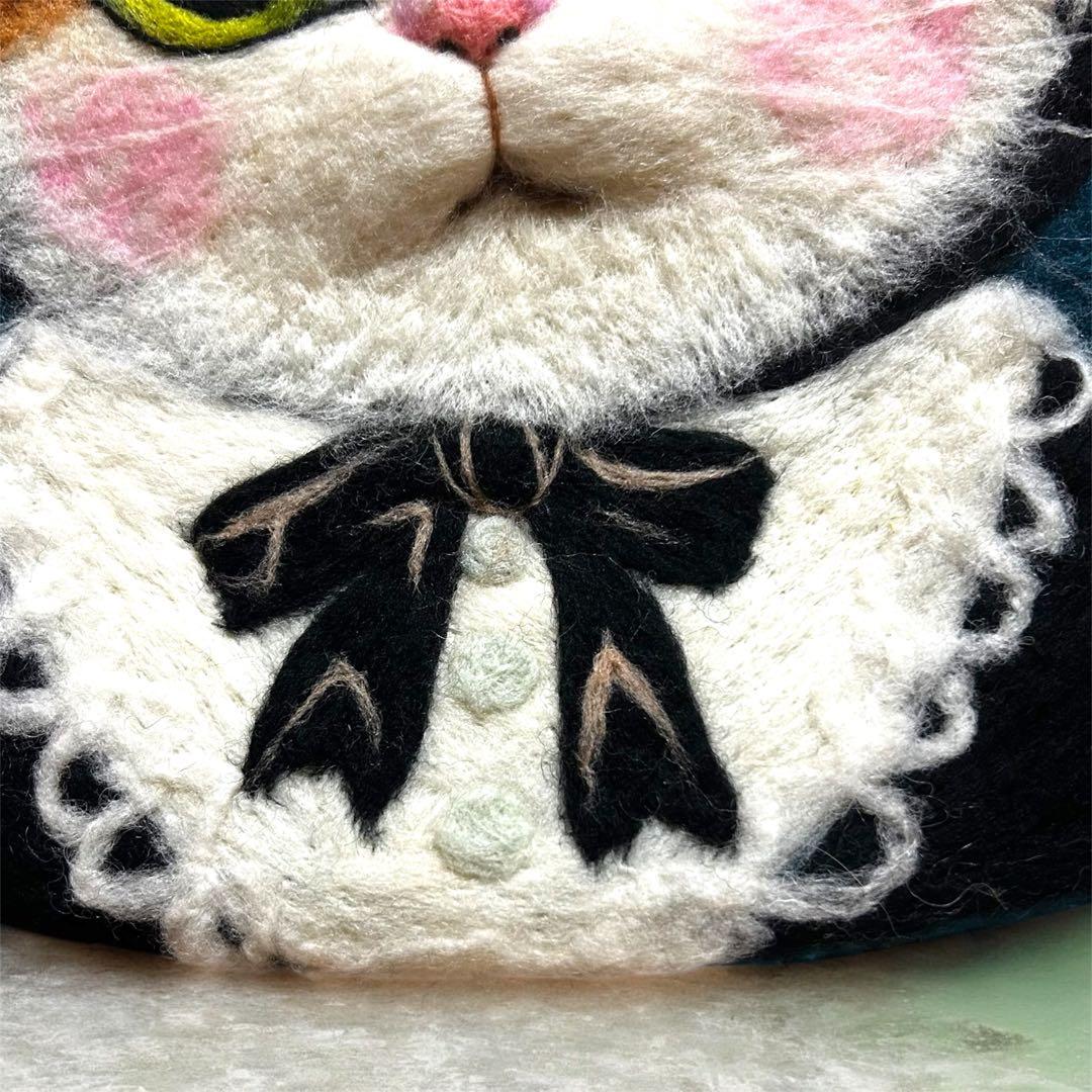 【希少❤️】ショルダータイプ　羊毛立体フェルトバッグ　ハンドメイド　猫バッグ　A4