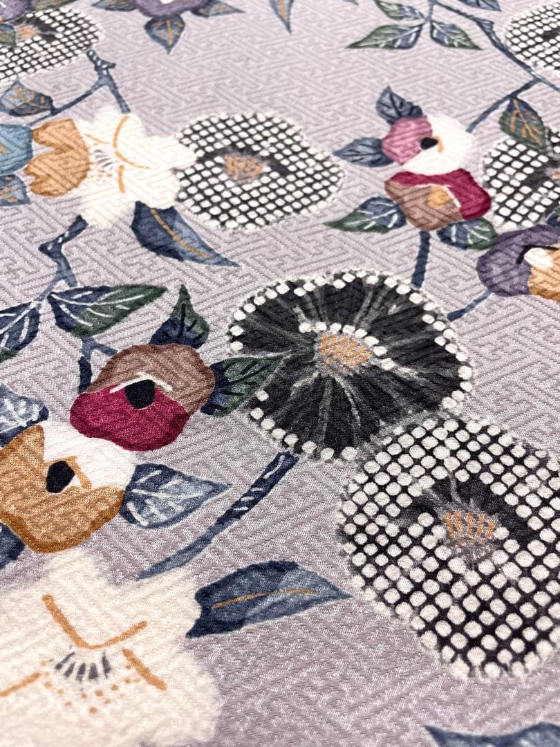 染め 九寸名古屋帯 牡丹鼠色