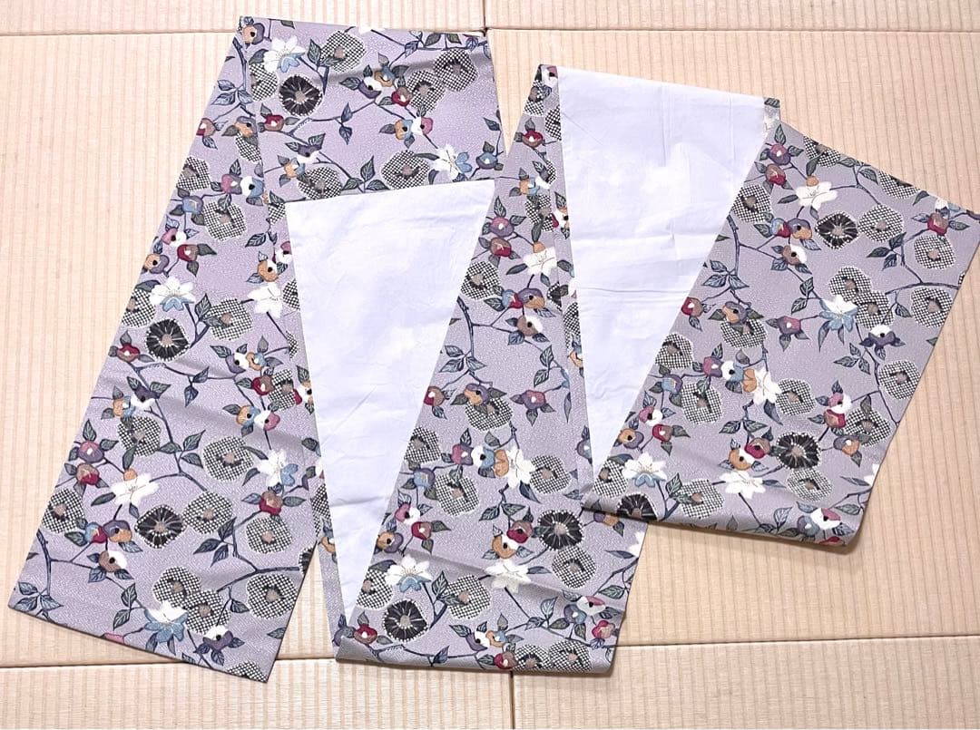 染め 九寸名古屋帯 牡丹鼠色