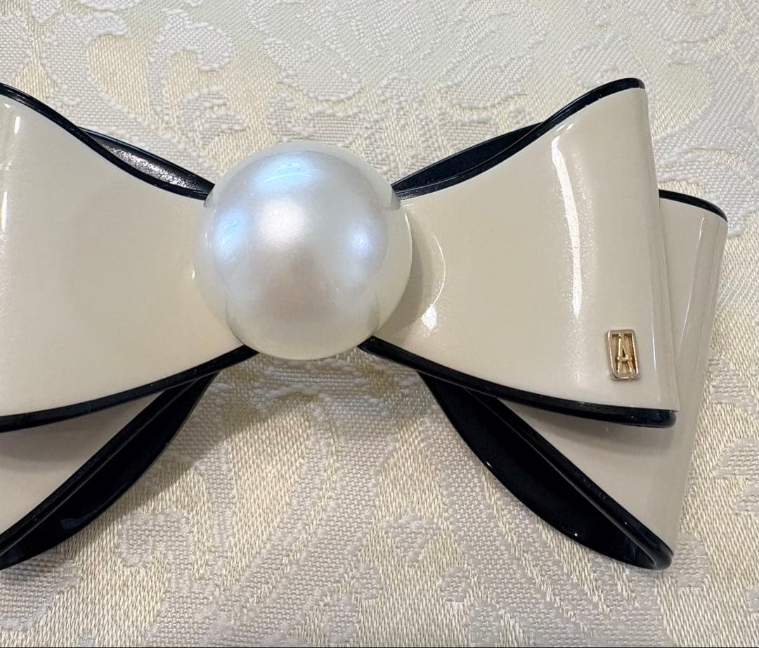 ❤️最終価格❤️美品✨アレクサンドルドゥパリ パール リボン バレッタ アイボリー
