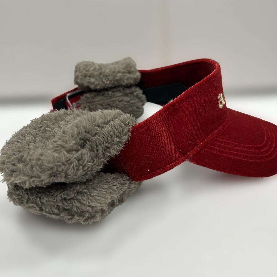 新品❤️ARCHIVIO 赤 ベロア バイザー ファー付き