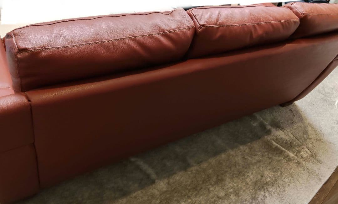 ソファ　3人掛け　本革　ヴィンテージ　赤　レッド