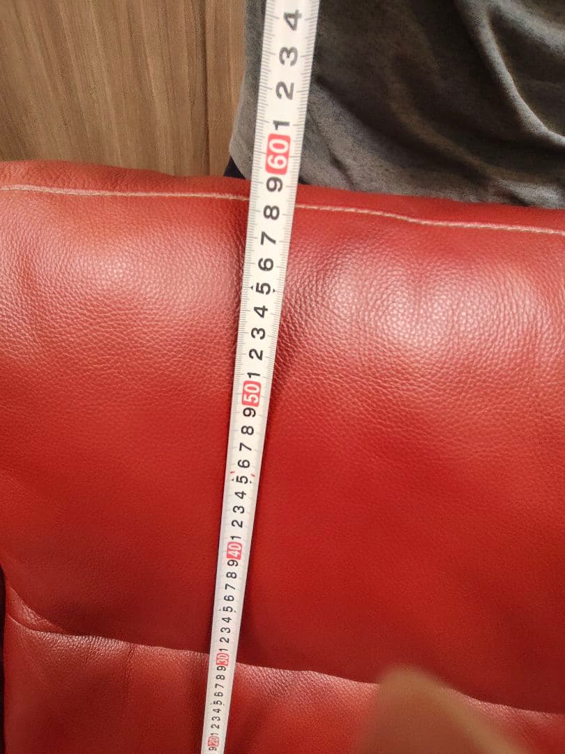ソファ　3人掛け　本革　ヴィンテージ　赤　レッド