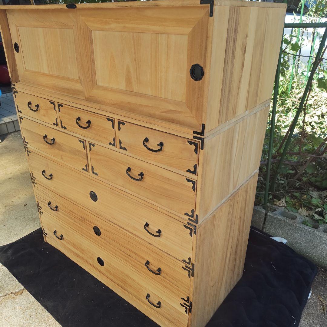 昭和レトロ 高級三段総桐タンス 古民家 当時物