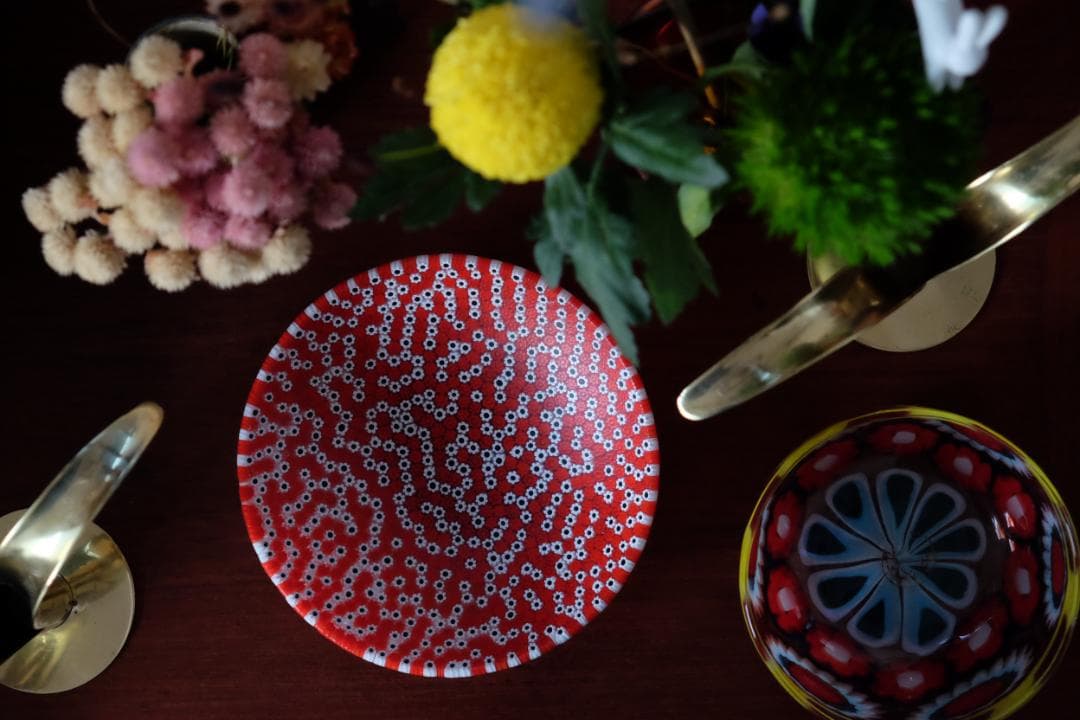 ベネチアンガラス ミルフィオリ プレート ムリーニ 江波冨士子/舩木倭帆/グラス