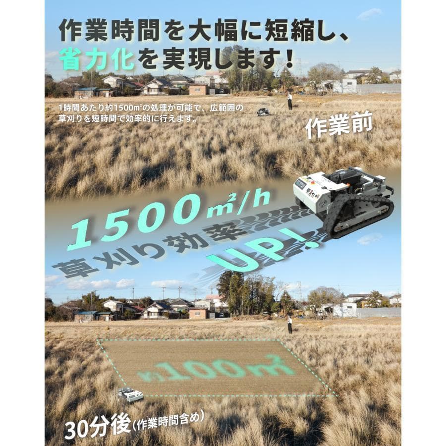 ラジコン草刈機 搭載 斜面・傾斜地対応 自動草刈機 遠隔操作 スコップ付き