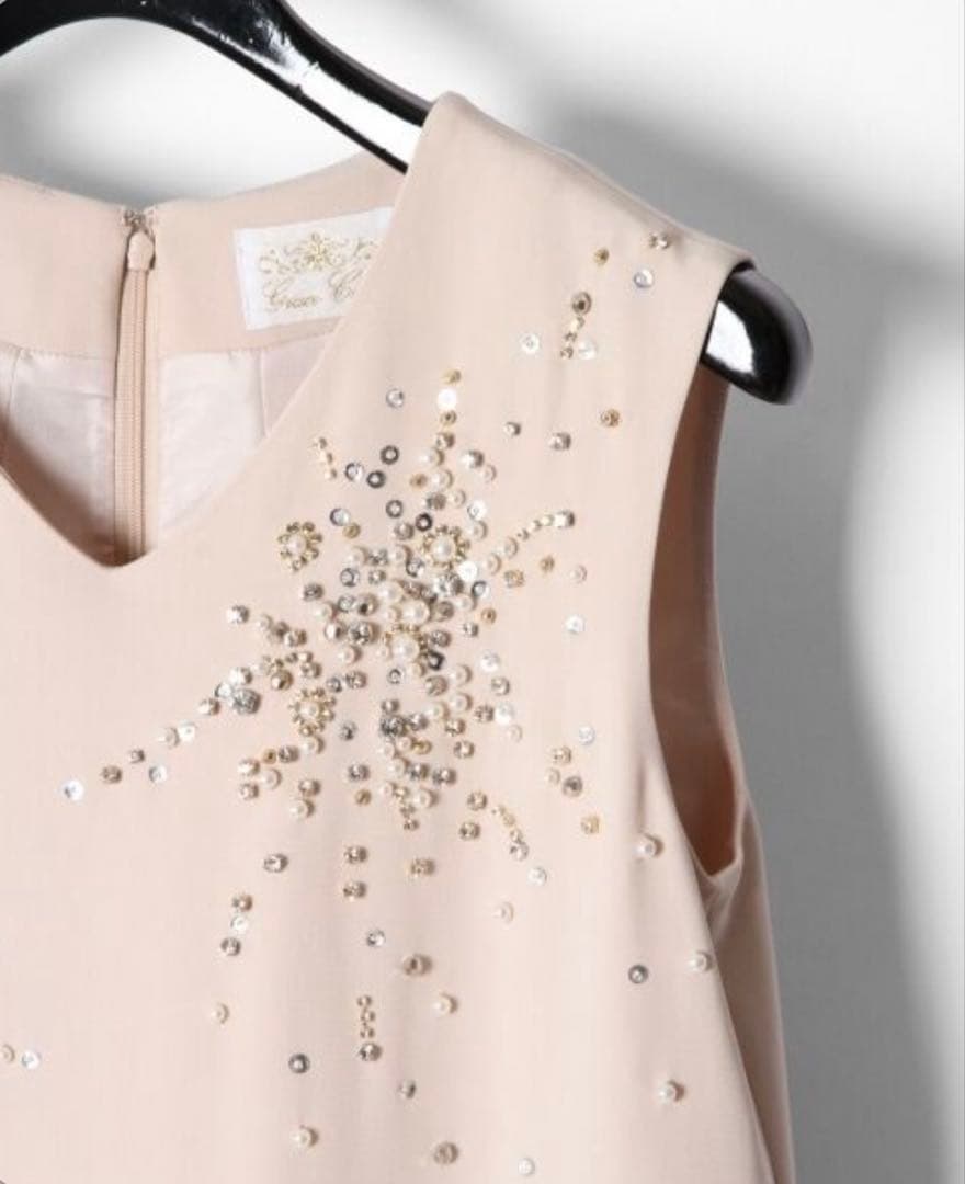 グレースコンチネンタル 定価5.7万 ビジューAラインワンピース オケージョン