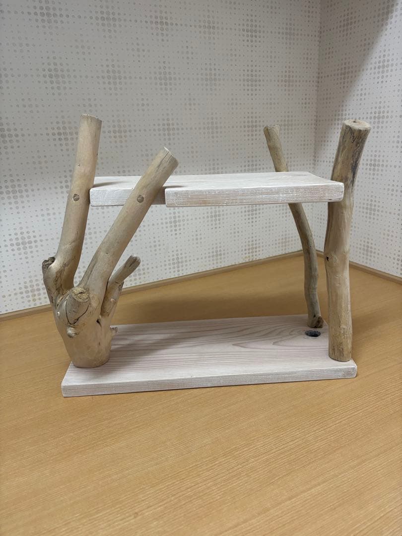 流木を使った木製二段棚