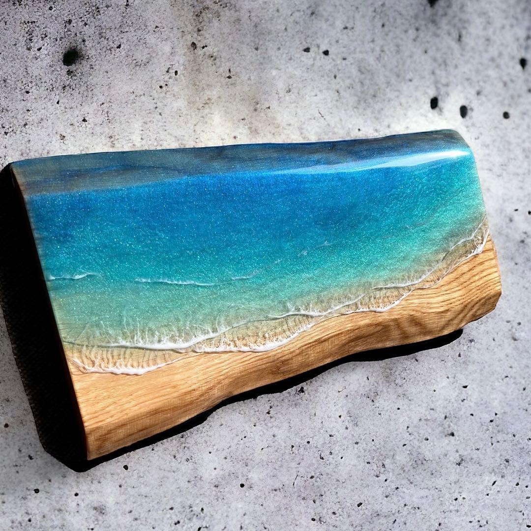 一枚板　レジン　レジンアート　海アート　インテリア　オーシャンアート　無垢