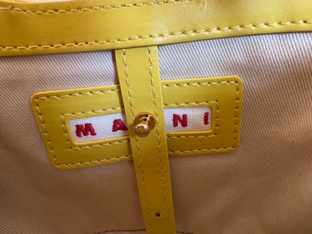 林檎⭐︎ストロー レザー バッグ　マルニ　ショルダーバッグ　カゴバック